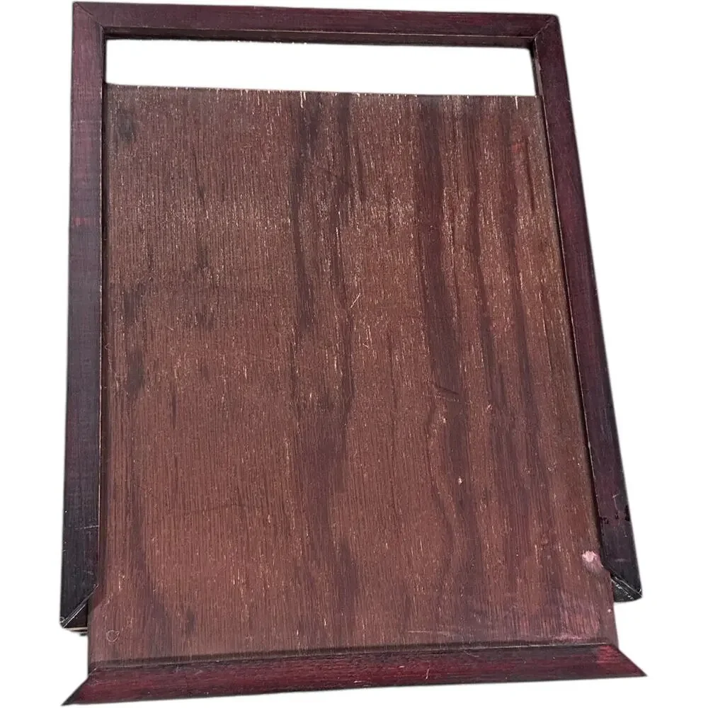 Vintage Cherry Wood Double Hinged Picture Photo Frame 8” X 10” Wood Panel Back